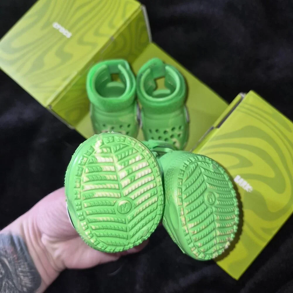 CROCS Lime Green Dog Boot with Velcro Ankle Strap